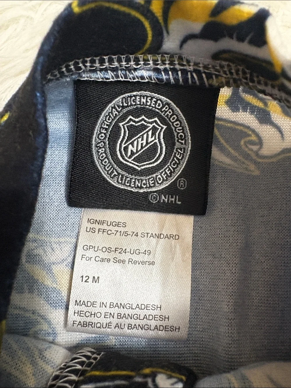 NWT NHL Nashville Predators Footed Pajamas Size 12 Month